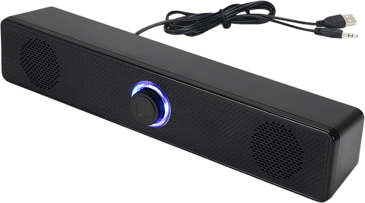 Ynkkvre – Computerluidspreker – draagbare HiFi stereo soundbar met volumeregeling – 3.5mm AUX USB desktop speaker voor pc, laptop, telefoon en tablet