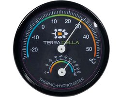 Terra Della Thermo-hygrometer 7.5x7.5x1.5cm zwart