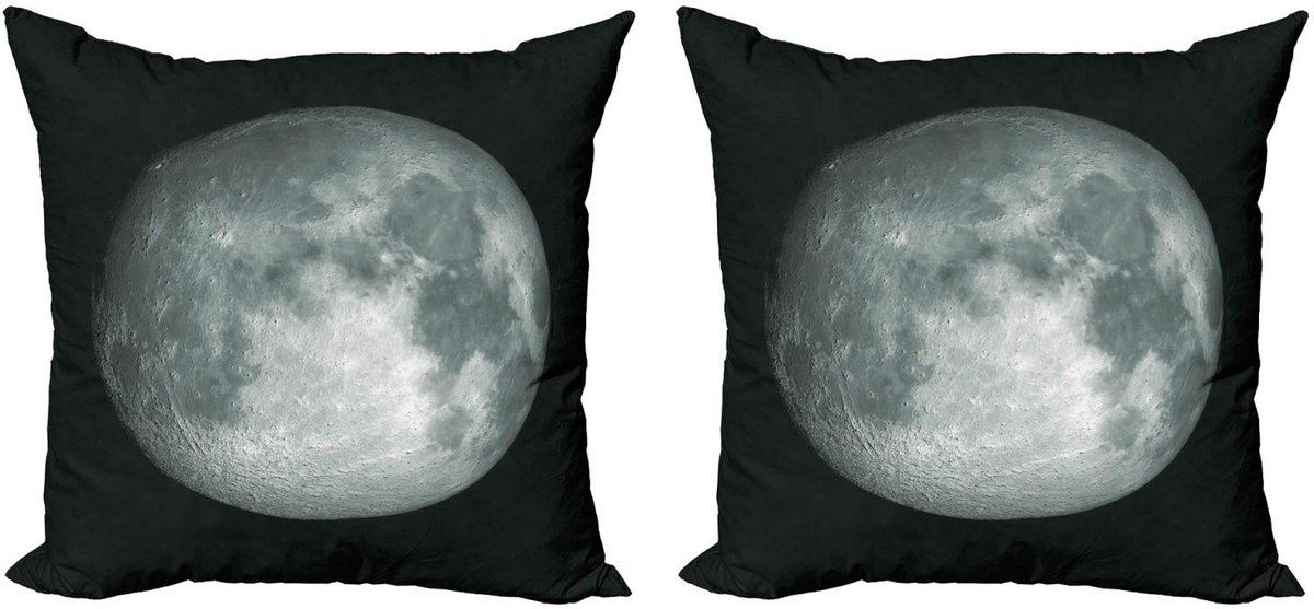 ABAKUHAUS Galaxie Kussenhoes – 2x40x40 cm – Dubbelzijdig bedrukt – Microvezel grijs/zwart