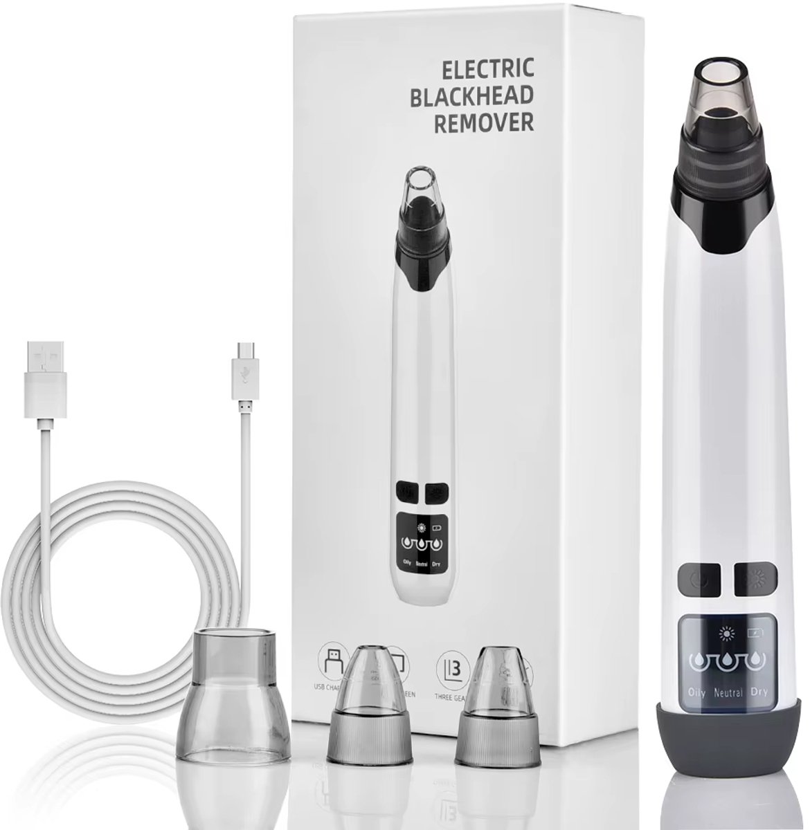 Elektrische Comedondrukker en Acne Pore Cleaner – Diepe Gezichtsreiniging met Vacuümzuiging, Neus en Huidverzorging Apparaat – Perfect Cadeau
