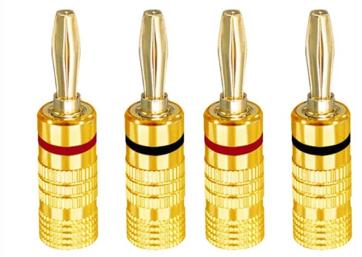 Banaanstekkers Goud – Premium Bananas Plug Connectoren - Banaan Stekker 8 stuks - Gold plate