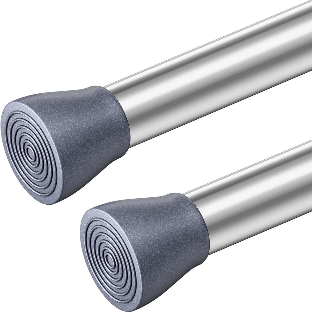 Cosensi Uittrekbare Gordijnroede zonder Boren - Set van 2 - Voor Ramen, Badkamer, Kledingkast - Verstelbaar 110-200 cm - Lichtzilver Any