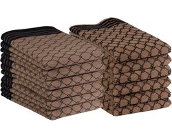 DoubleDry Theedoeken en Keukendoeken Set - 12 Stuks - 100% Katoen - Hoge Absorptie & Duurzaam - Deluxe, Beige