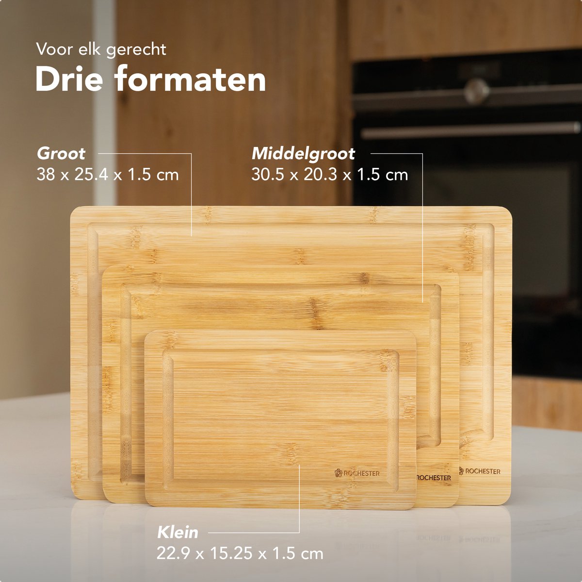 Snijplanken - 3x - 22 x 14 cm - bamboe hout - broodplanken | Fun en Feest
