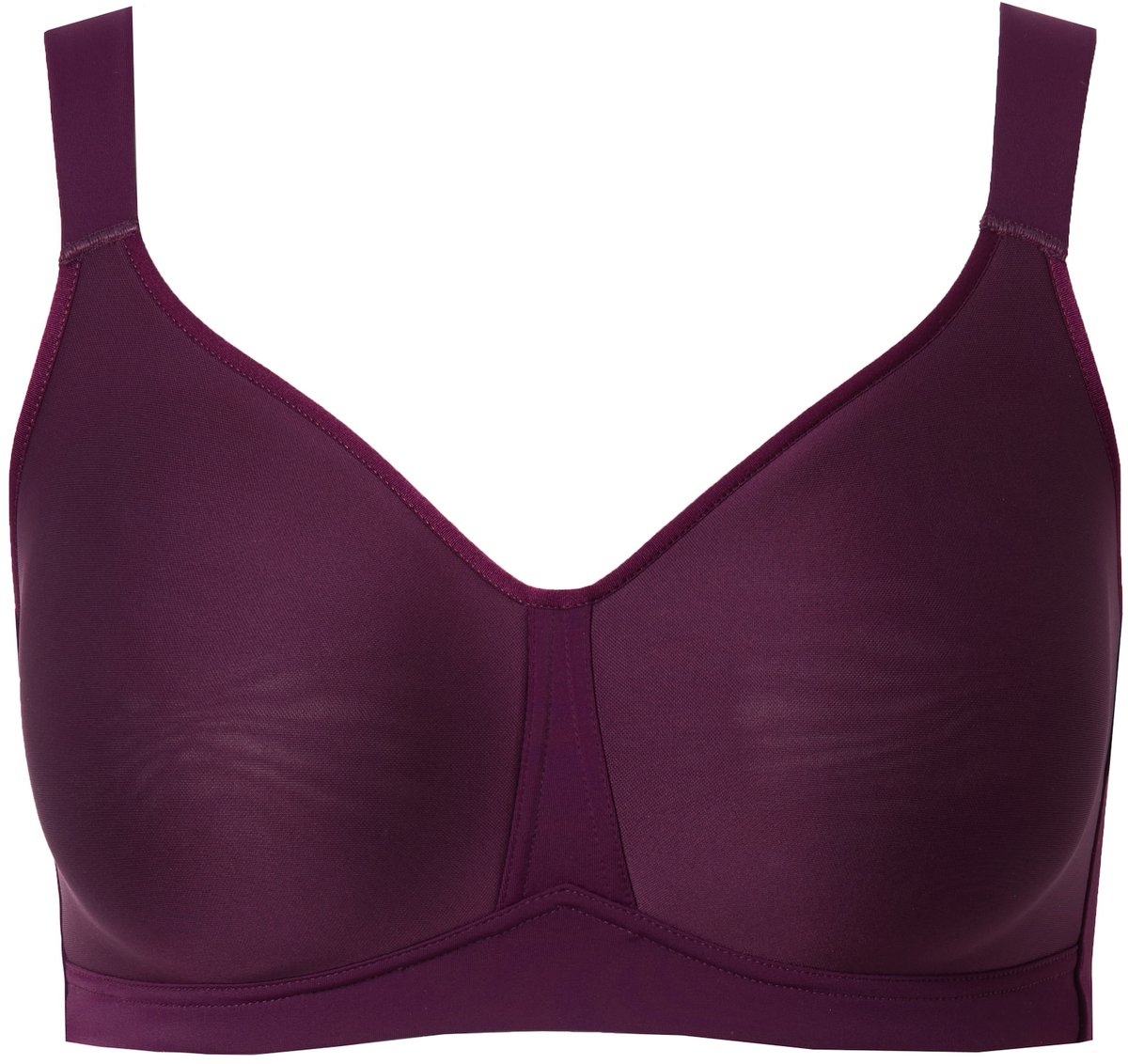 Ulla Popken - Dames - Beha spacer-cups zonder beugel microvezel - Druivenrood - Maat 95C