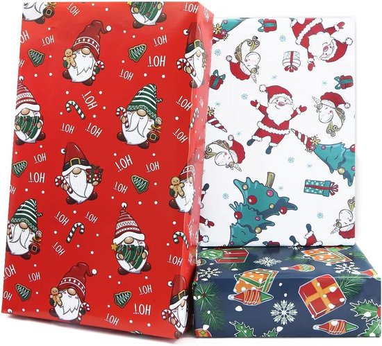 KAHEIGN 25 vellen kerstinpakpapier, 75 x 52 cm gerecycled kraftpapier cadeaupapier, kerstinpakpapier, vellen, vintage krant voor doe-het-zelf geschenkverpakking (5 kleuren
