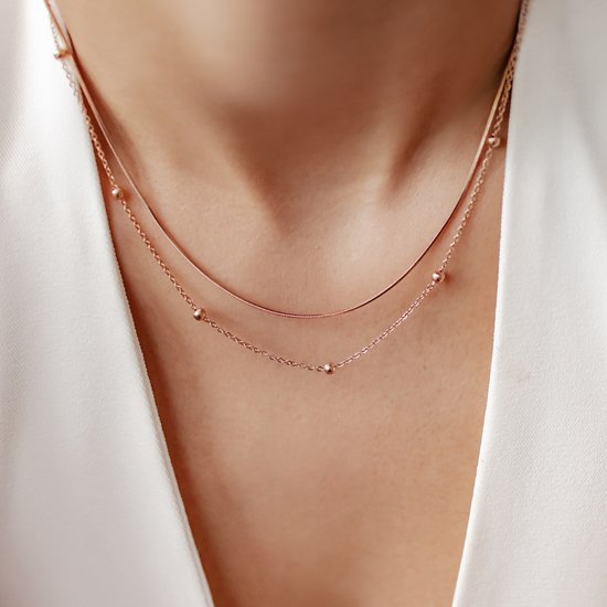 LOLIAS 2 stuks dames halsketting zilver 925 lagen zilveren ketting waterdichte gouden ketting dames CZ munt hanger sieraden zilver roségoud roségoud zilver zilver