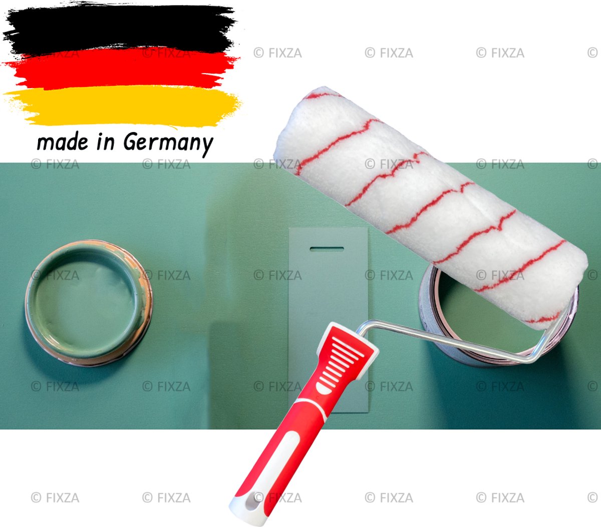 Muurverfroller 25 cm voor Gekleurde Muurverf – Anti-Spat Laagpolige Roller – Comfortgreep – Professionele Schilderskwaliteit – Voor Muren & Plafonds Binnen