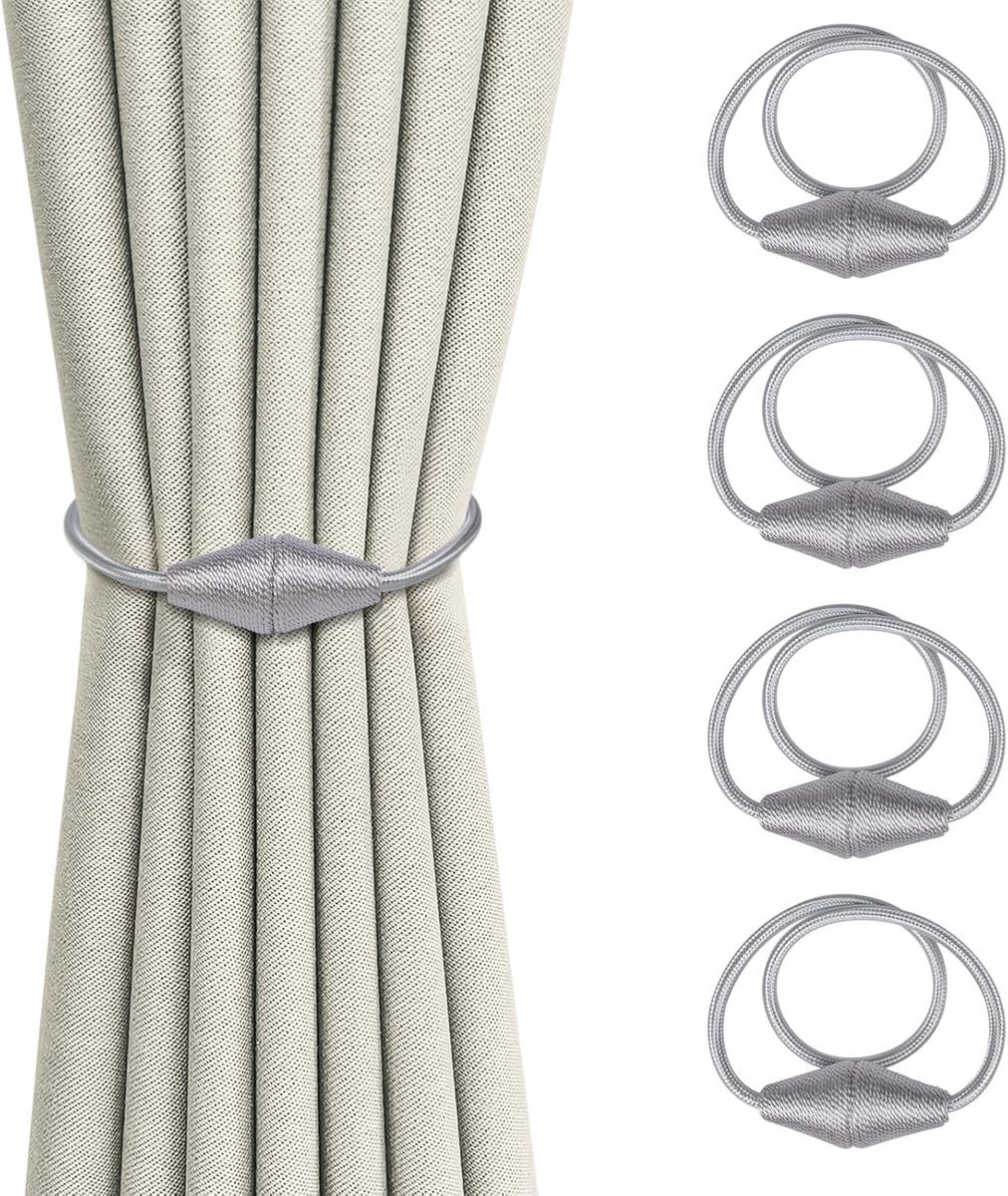 Stunq® Set van Vier Magnetische Gordijnhouders - Robuuste en Veilig Ophangoplossing