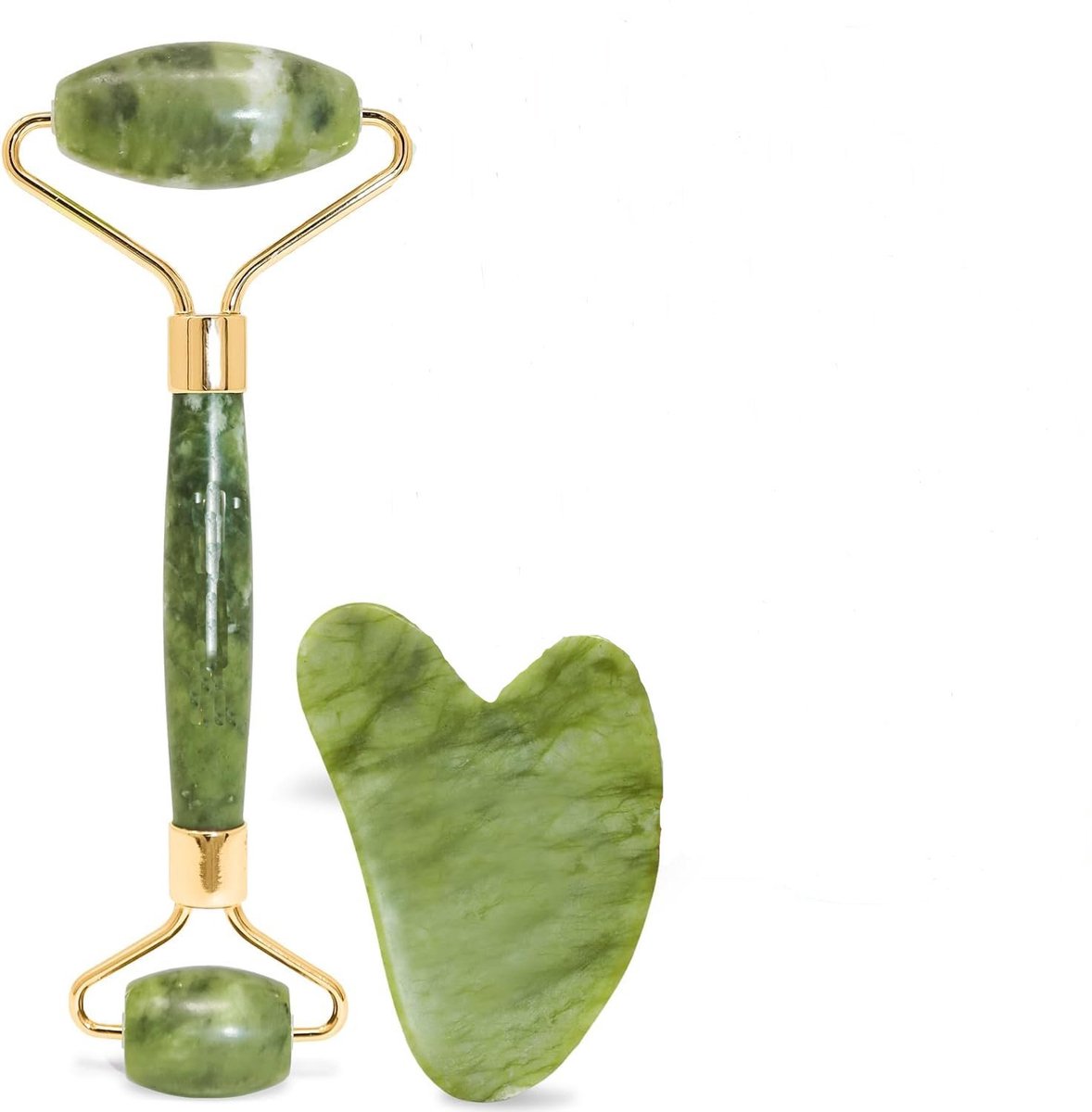 Famanu – Natuurlijke jade roller & Gua Sha – Groene stenen gezichtsroller