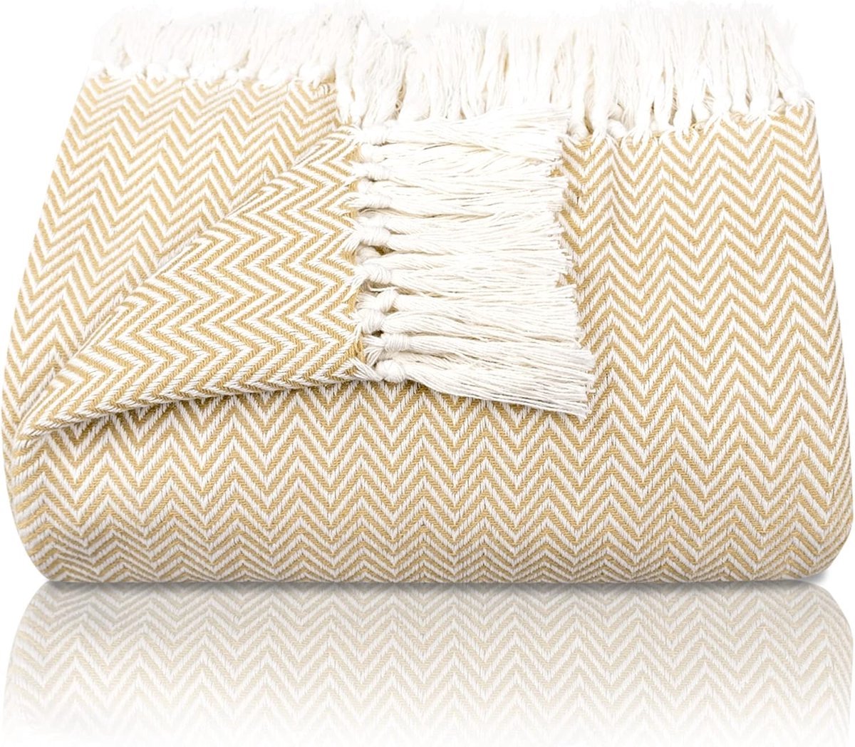Stunq® Katoenen Dekbedcover Beige Herringbone 220x240cm - Zachte Textiel voor Uw Slaapkamer