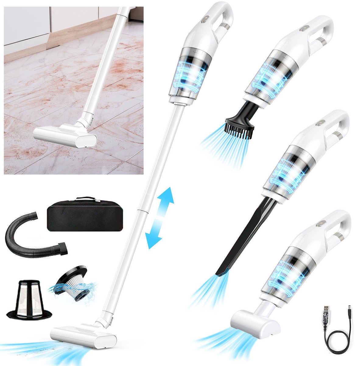 OKWISH Draadloze Stofzuiger 4-in-1 Met Lange Accuduur - Product - €31,99