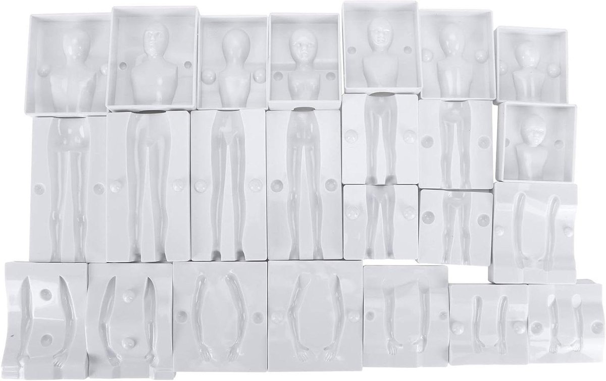 Cosensi - Mensvormige Taartfiguurvormen van Siliconen voor Creatieve Taartdecoratie met Fondant - Set van Poppenhoofdvormen