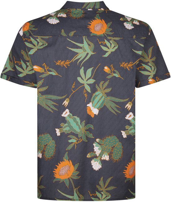 Petrol Industries - Heren Plus Size overhemd met all-over print Nomad - Zwart - Maat 4XL