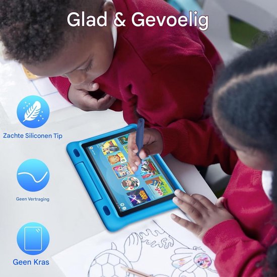 GELLDG Kindvriendelijke styluspen - 2-pack - Met band - Geschikt voor touchscreens - Paarsblauwe styluspen - Universele capacitieve pen - Geschikt voor Fire Kids Tablet, Kindle, Samsung en smartphones — afbeelding 3