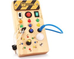 Montessori Busy Board Activity Board vanaf 1 jaar, houten speelgoed met 15 led-lichtschakelaars, sensorisch educatief speelgoed voor baby's en peuters vanaf 1, 2, 3 jaar