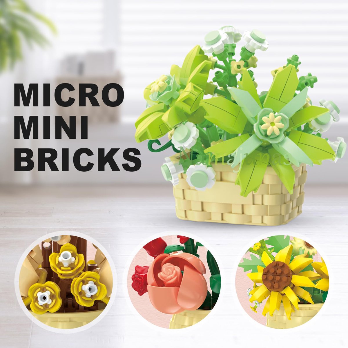 Namajunas - Mini Kunstbloemen Bloemenmand - Bouwsets Volwassenen - Botanical Flowers Collection - Botanical Bloemen - Bouwsets - Roze Oosterse Lelie - Niet geschikt voor LEGO - Decoratie voor Huis, Cadeau, Kerst, Pasen, Valentijnsdag — cadeau in Spellen & Speelgoed - foto 3