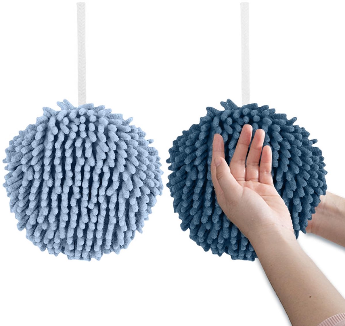 Stunq® Set van Twee Zachte Chenille Handdoeken – Blauw-Grijze Badkamer Accessoires voor Comfortabele Hygiëne