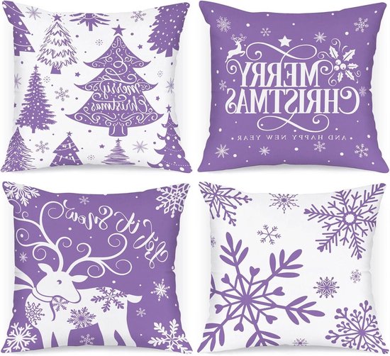 Roze kerst kussenslopen kussenslopen 40,6 x 40 cm set van