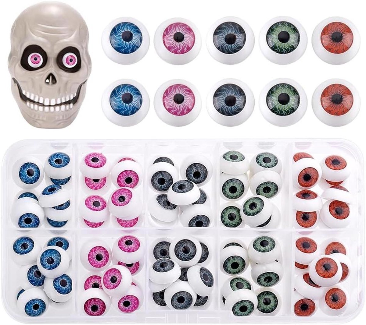 Craft Plastic Ogen voor Knutselen - 100 stuks - 12x6mm - 5 Kleuren - DIY Knutselogen