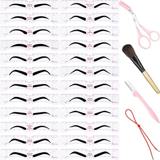 Foto: Compleet wenkbrauw styling set 24 herbruikbare stencils professionele tools