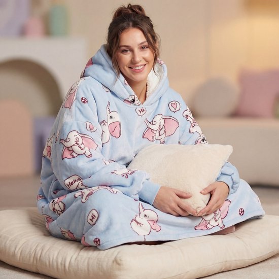 JAXY Hoodie Deken Snuggie Snuggle Fleece Met Mouwen Blanket Voor Vrouwen En Mannen Oversized Blue Tie Dye 1011375799