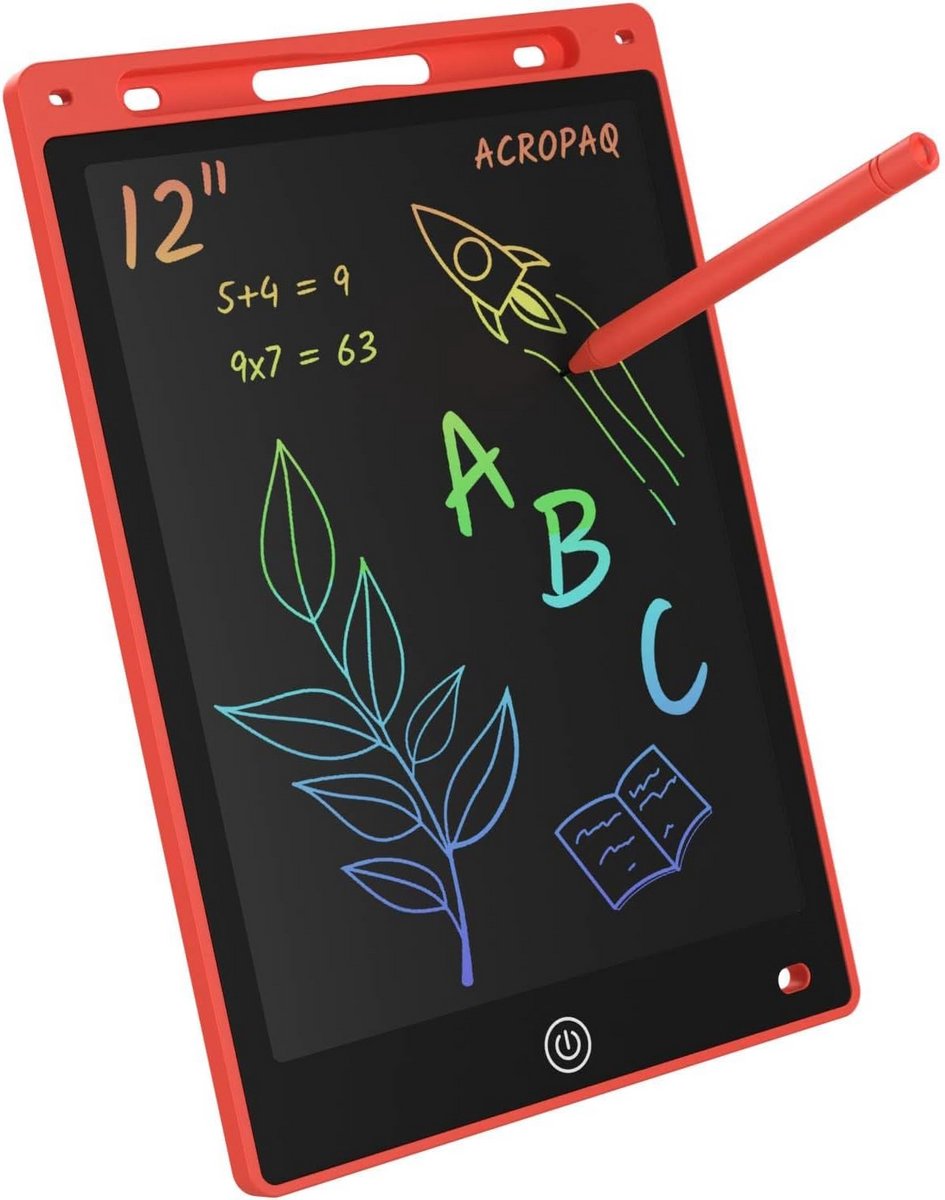 12 Inch LCD Tekentablet Rood - Draagbaar Kleuren Tekenbord met Stylus voor Kinderen