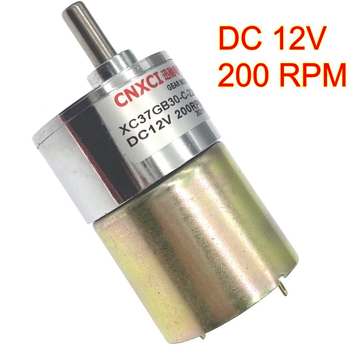 Krachtige 12V DC Motor met Hoge Koppel en Reductiekast, 200 RPM Snelheid