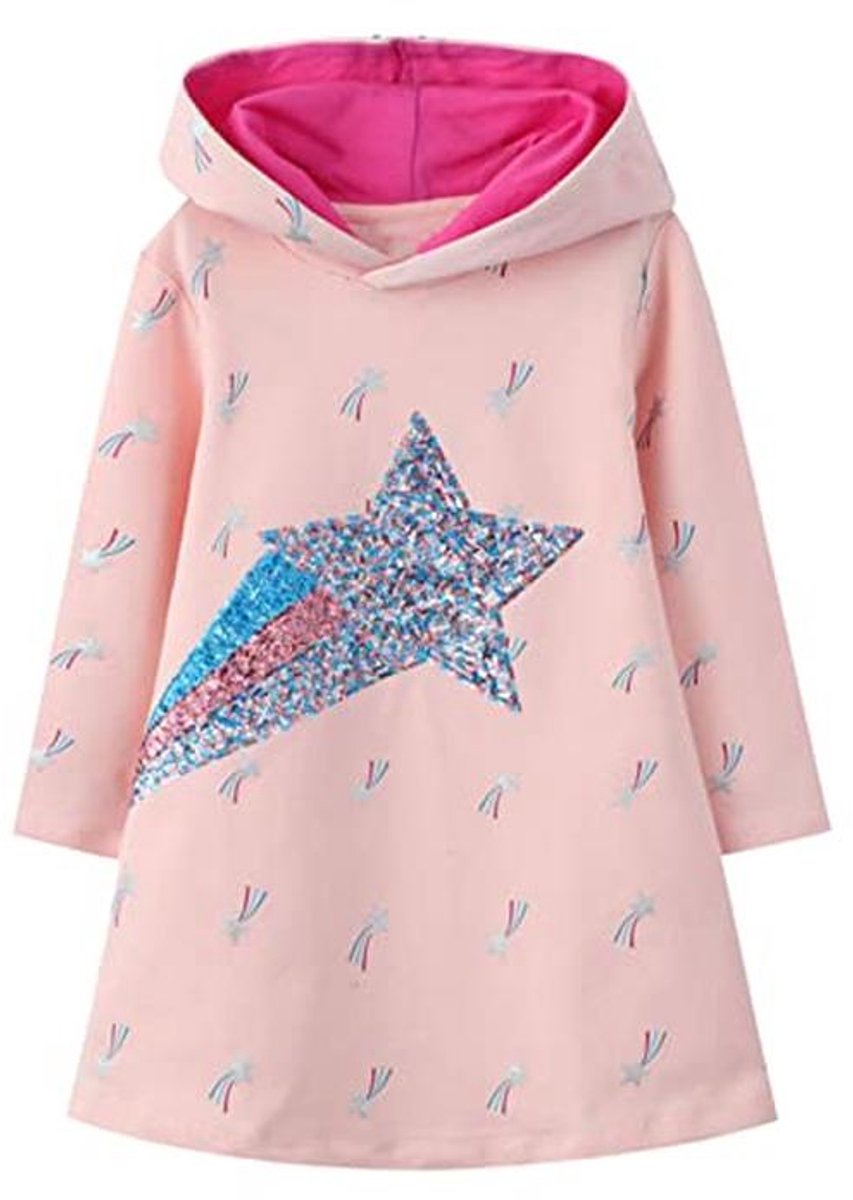 Hoodie Jurk voor Meisjes - Eenhoorn Design, Comfortabele Katoenen Tuniek voor 2-7 Jaar