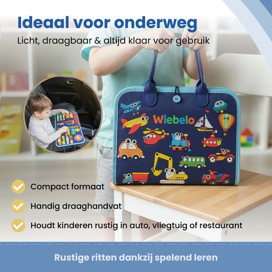 Wiebelo Montessori Activiteitenboek - Busy Board Sensorisch Speelgoed - Busy Book voor Peuters - Activiteitenbord Doeboek - Fijne Motoriek Speelgoed - Educatief Speelgoed Peuter - Leerboek - Reisspeelgoed voor Thuis en Onderweg - Activity Center van Wiebelo — afbeelding 4