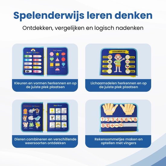 Wiebelo Montessori Activiteitenboek - Busy Board Sensorisch Speelgoed - Busy Book voor Peuters - Activiteitenbord Doeboek - Fijne Motoriek Speelgoed - Educatief Speelgoed Peuter - Leerboek - Reisspeelgoed voor Thuis en Onderweg - Activity Center van Wiebelo — afbeelding 2