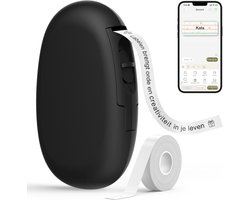 Label Printer Bevat 1 rol Etiketten, Bluetooth Thermische Label Machine, Smart APP met 40+ Lettertypen, 150+ Sjablonen en 700+ Pictogrammen Voor Thuis, Keuken, School en Kantoor, Zwart