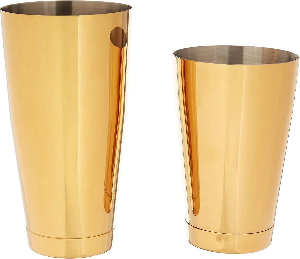 Cocktail Shaker Set Rvs Goud - 2 Delige Boston Shaker 18oz & 28oz - Zwaar Gewogen en Professioneel