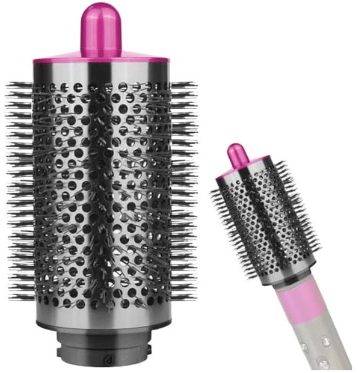 Grote, ronde, volle borstel, geschikt voor Dyson krultangaccessoires, 55 mm, rozerood