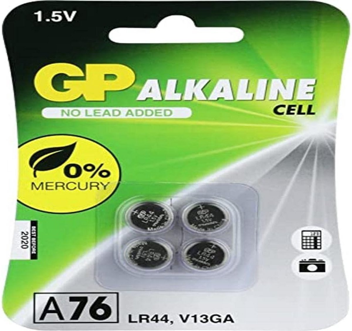 Alkaline Knoopcel 76A V13GA L1154 - Verpakking van 4 Stuks