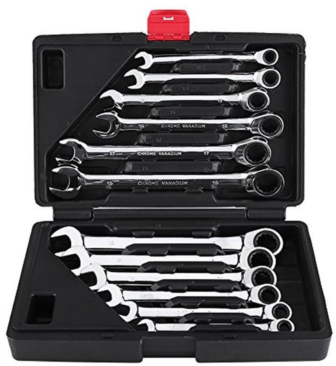 Professionele 12-delige ratelsleutelset 8-19 mm