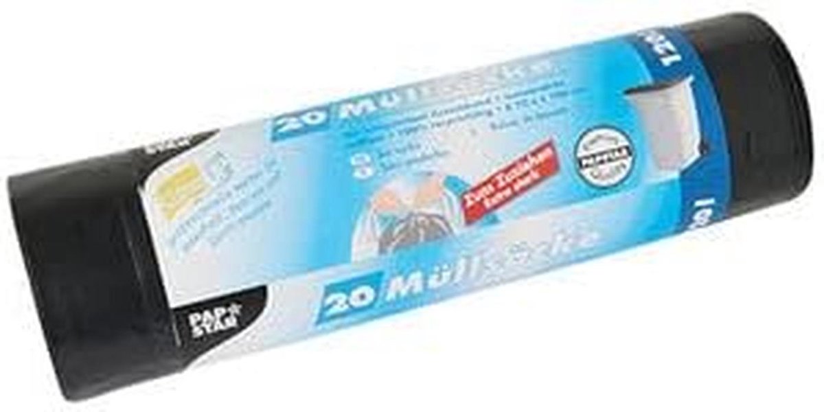 Stevige zwarte vuilniszakken 120L met trekband LDPE 20 stuks
