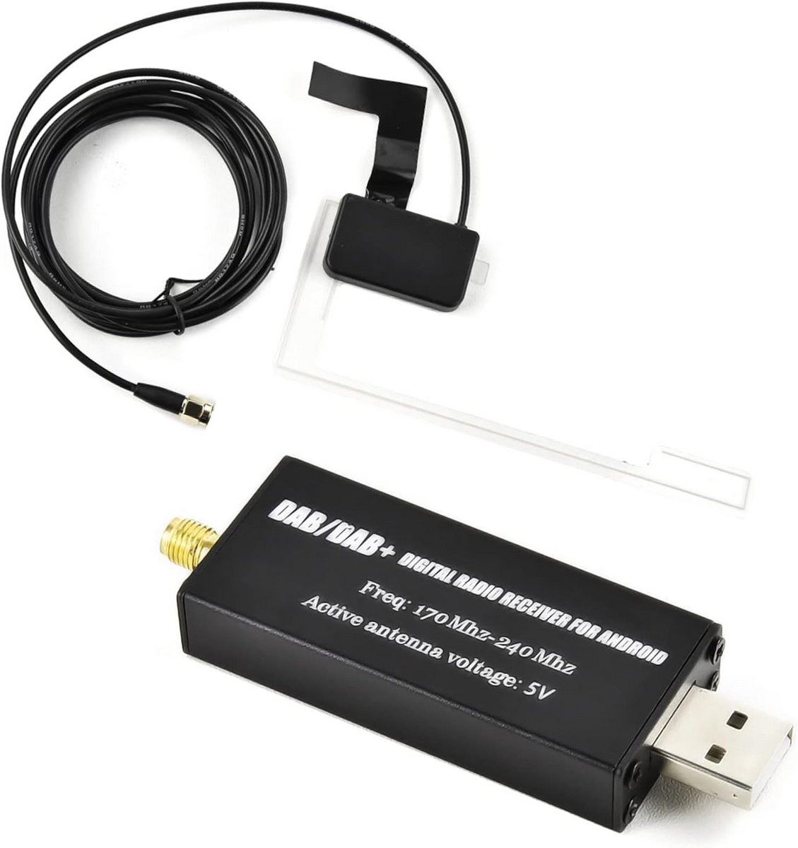 DAB/DAB+ USB Adapter met Antenne voor Android Autoradio's - Digitale Radio Ontvanger