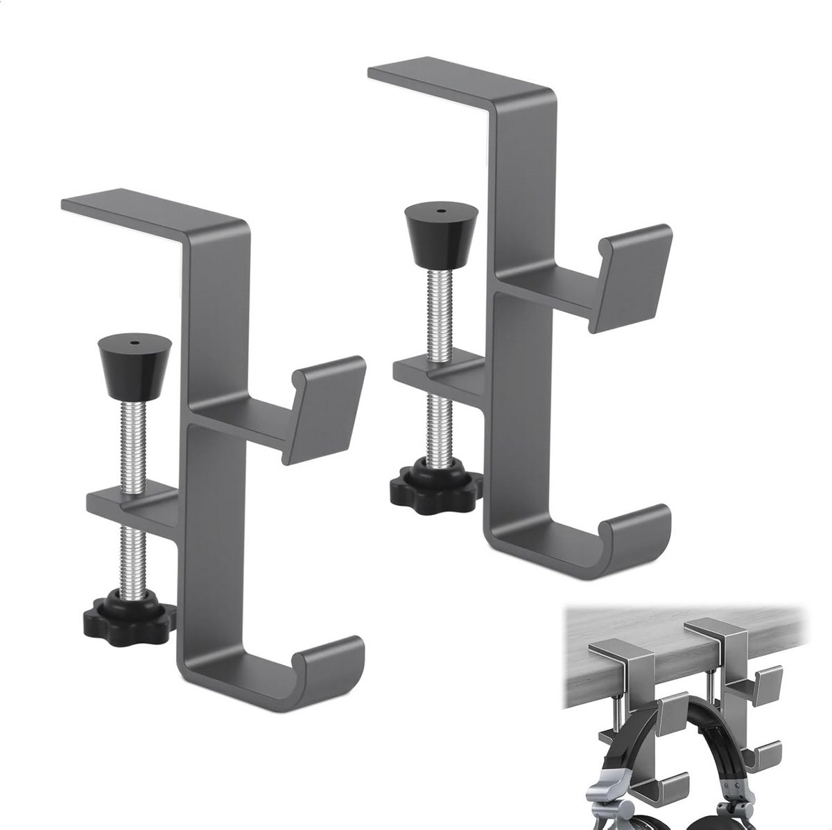 Hoofdtelefoonhouder voor Bureau, Multifuntionele Hoofdtelefoonhanger, Desk Accessories, Verstelbare Klem voor Meubilair
