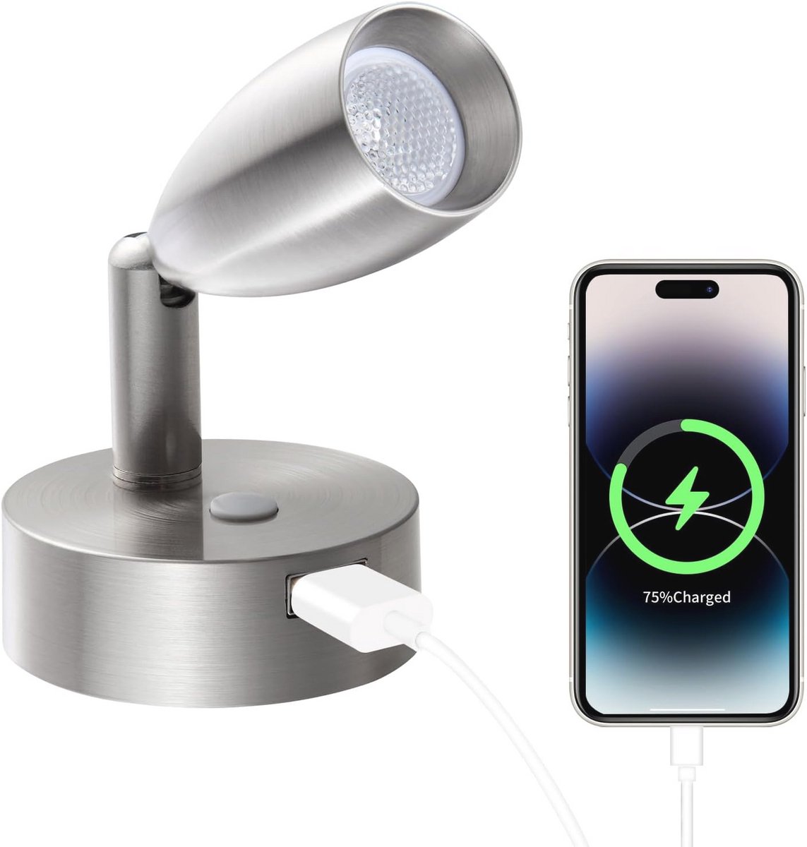 12V LED Wandleeslamp met Dimbare Functie en USB Oplader voor Camper, Caravan, en Boot