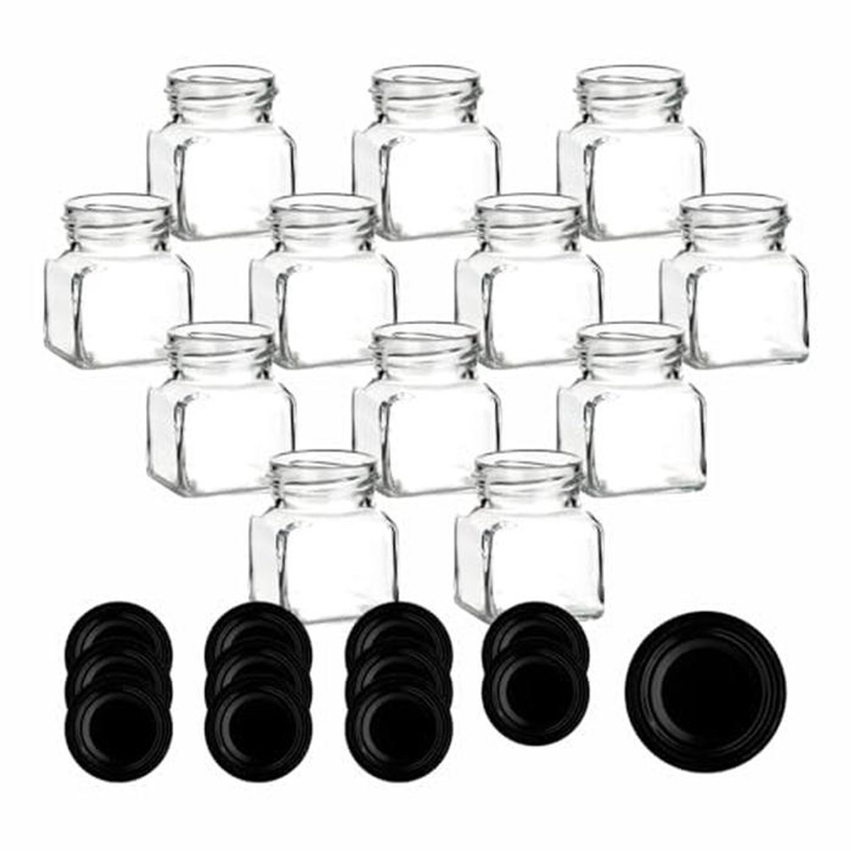 Set van 12 Inmaakpotten 120 ml - Vierkante Vervangbare Glazen Potten met Schroefdeksel
