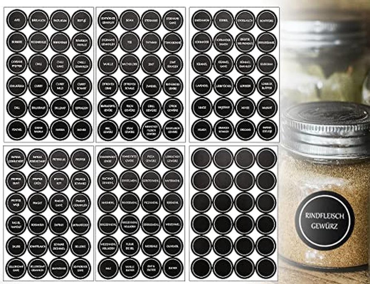 144 Stuks Ronde Kruidetiketten - Zelfklevende Keukenlabels voor Potten en Jams