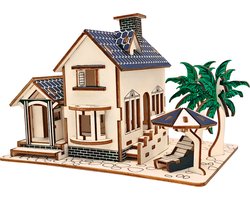 Bouwpakket DIY Strandhuisje Beach House van hout- kleur