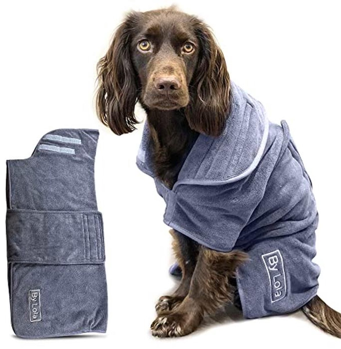 Droogjas voor honden - Sneldrogend en super absorberend huisdier badstof (klein, grijs)