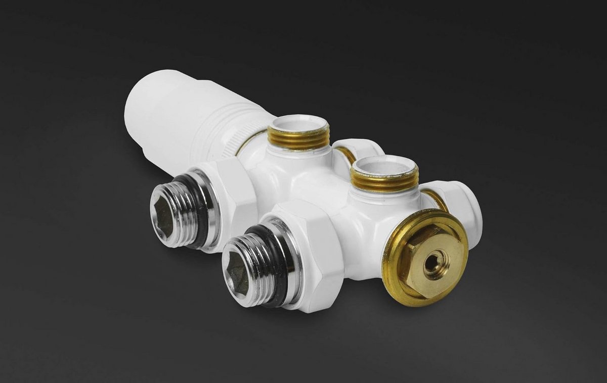 Multiblock radiator thermostaat ventiel aansluitgarnituur verwarmingsaccessoire wit