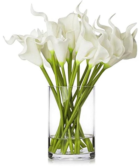 20 Stuks Real Touch Lelies Kunstbloemen met Vaas voor Tafel Decoratie en Bruiloft