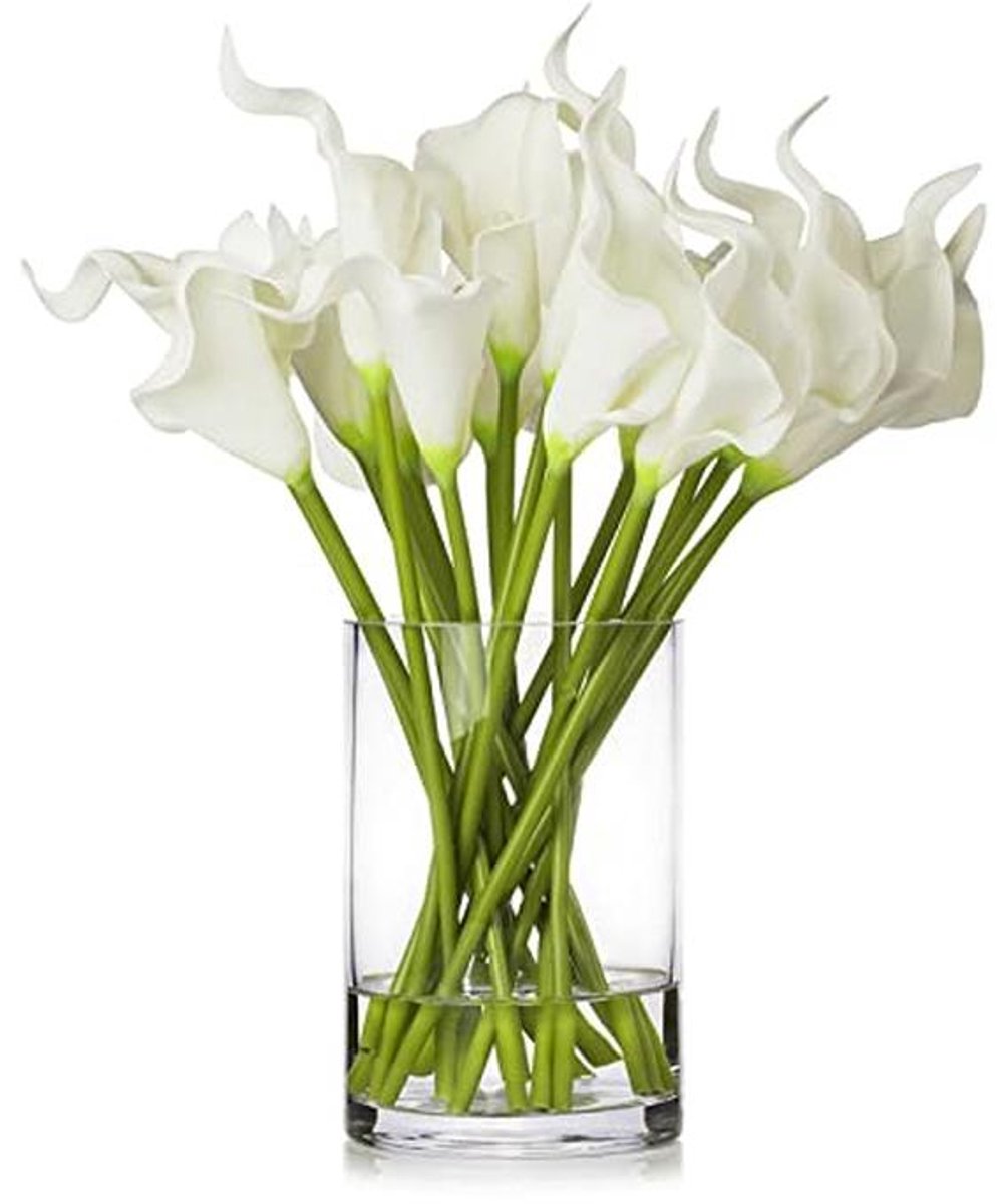 20 Stuks Real Touch Lelies Kunstbloemen met Vaas voor Tafel Decoratie en Bruiloft