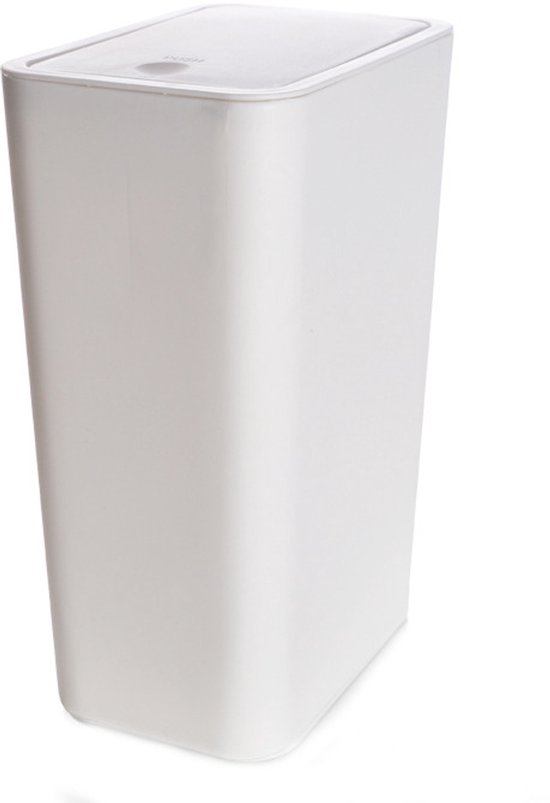 Prullenbak - 9 liter, smal model met deksel - Geurwerend pop-up deksel - Gemaakt van PP-materiaal - Geschikt voor badkamers, keukens, kantoren, woonkamers, slaapkamers en toiletten - 33,3*22,2*15,7 cm -Wit