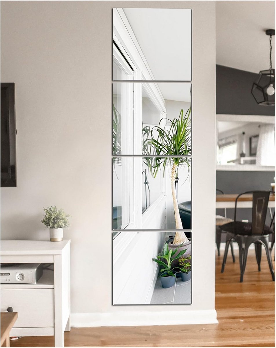 Zelfklevende Spiegeltegels Set - Decoratieve Wandspiegel voor Kasten, Woonkamer en Binnenmuren