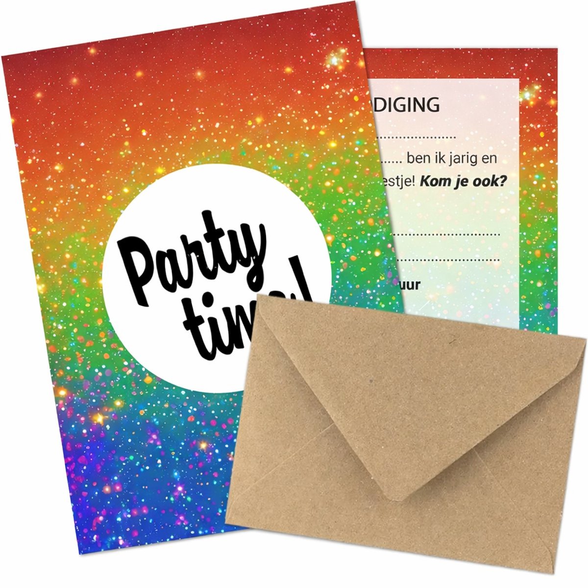 Uitnodiging Kinderfeestje Thema Party - 20 kaartjes + 20 enveloppen - Beschrijfbaar - Uitnodiging verjaardag - Jongen of meisje - uitnodigingskaarten + kraft envelop - Verjaardag Feest